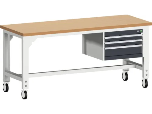 werkbank,verrijdbaar,HxBxD 840-1140x2000x750mm,beukenblad
