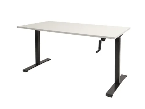 Dextro Slinger Bureau Zit-sta T-poot 180x80 Krijtwit 25mm Zwart