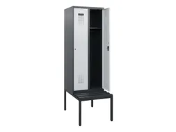 locker met bank,HxBxD 1950x600x815mm,2vak,vak B 300mm,cilinderslot