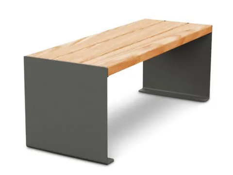 zitbank B 1200mm 3latten zitting licht eikenhout H 450mm staal grijs