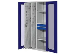 Verticale Uitschuifkast Blauw Vensterdeuren 1950x1000x600mm 2 Legb.