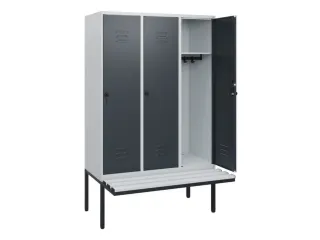locker met bank,HxBxD 1950x1200x815mm,3vak,vak B 400mm,draaigrendel - 2
