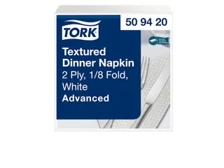 Tork 509420 Textured Dinnerservet 2-laags 39x39cm 1/8-vouw wit 20x50st - 1