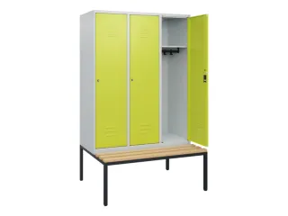 locker met bank,HxBxD 1950x1200x815mm,3vak,vak B 400mm,cil.-slot - 2