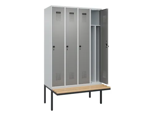 locker met bank,voor scheiding van kleding,HxBxD 2120x1200x815mm,4vak