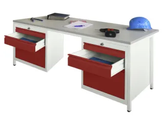 Werkplaatsbureau Bxdxh 1700x800x720mm 6laden Ral7035 Front Ral3000 - 2
