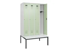locker met bank,HxBxD 2120x1200x815mm,4vak,vak B 300mm,cilinderslot