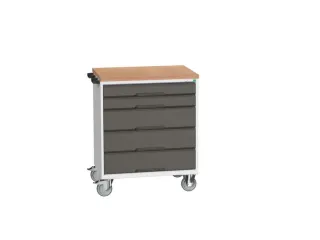 gereedschapswagen 980x800x600mm multiplexblad 5 laden RAL7035+RAL7016 - 1