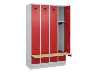 locker met bank,HxBxD 1950x1200x815mm,4vak,vak B 300mm,cilinderslot - 1