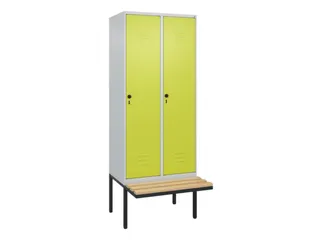 locker met bank,HxBxD 2120x800x815mm,2vak,vak B 400mm,draaigrendel - 1