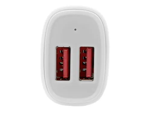 Dubbele USB autolader dual USB 24W/4.8A 2 poorts wit