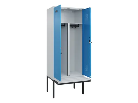 PBM-locker met bank,HxBxD 2120x800x815mm,2vak,vak B 400mm,draaigrendel