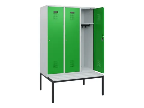 locker met bank,HxBxD 1950x1200x815mm,3vak,vak B 400mm,cilinderslot