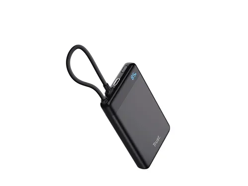 Powerbank Trust Fiera 10.000 met kabel 2 USB-poorten zwart