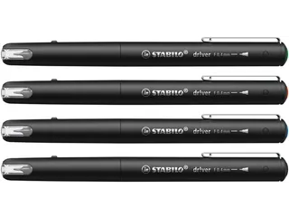 Fineliner STABILO dr!ver Etui met 4 kleuren Fijne punt 0.4mm - 5