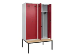 PBM-locker met bank,HxBxD 2120x1200x815mm,4vak,vak B 300mm