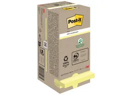 Memoblok 3M Post-it 654 76x76mm recycled pastel geel