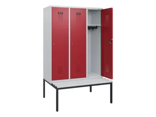 locker met bank,HxBxD 1950x1200x815mm,3vak,vak B 400mm,cilinderslot - 1