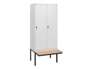 locker met bank,HxBxD 1950x800x815mm,2vak,vak B 400mm,draaigrendel - 1