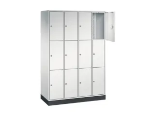 lockerkast,RAL 7035,HxBxD 1950x1220x500mm,4x3vakken,cil.-slot,sokkel - 1