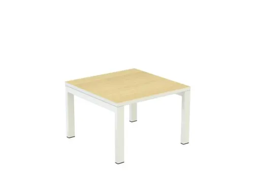 Bijzettafel 400X600X600Mm Vierkant Beuken 4Voeten Wit Vierkante Buis