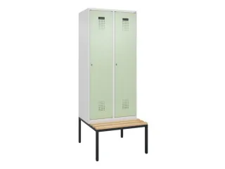 locker met bank,voor scheiding van kleding,HxBxD 2120x800x815mm,2vak - 2
