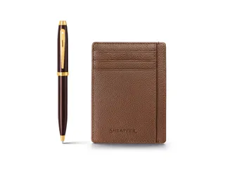 Balpen giftset Sheaffer 100 9370 glossy brown gold tone met creditcard - 1