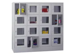 lockerkast,HxBxD 1518x1600x500mm,4x4vakken,RAL7035,front RAL7016