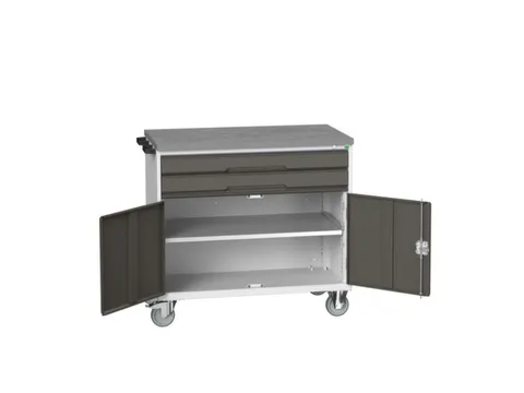 gereedschapswagen 980x1050x600mm linoleum 2 laden+kast RAL7035+RAL7016