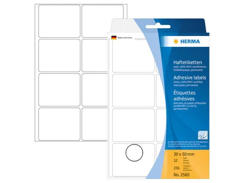 HERMA 2560 Universele etiketten 39x50mm Wit 256 stuks