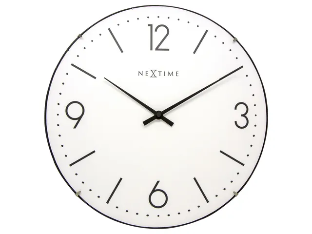 Wandklok NeXtime 35cm bol glas wit 'Basic Dome' streep/cijferaanduidin