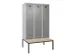 locker met bank,voor scheiding van kleding,HxBxD 2120x1200x815mm,3vak