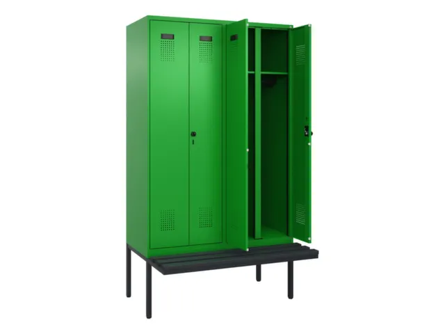locker met bank,voor scheiding van kleding,HxBxD 2120x1200x815mm,4vak