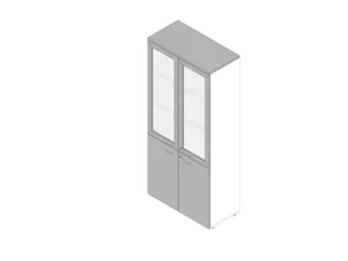 Vitrinekast 2000X900X450Mm Glazen Deuren 4Xhouten Vloer Romp Wit Grijs - 1