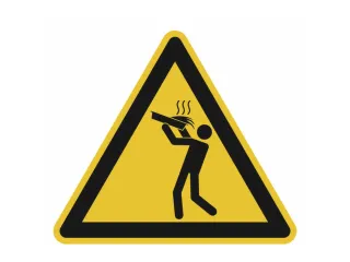 waarschuwingsbord,v. binnen/buiten,Waarschuwing voor verbranding,PVC - 1