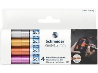 Metallic marker Schneider Paint-it 011 2mm etui 4st. (metallic zilver, - 1