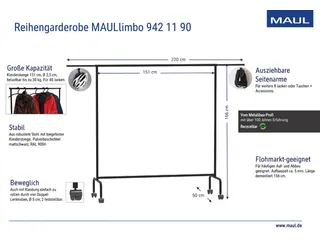 Garderoberek MAUL Limbo 156x127(tot 220)x50cm mobiel (zijarmen) - 5