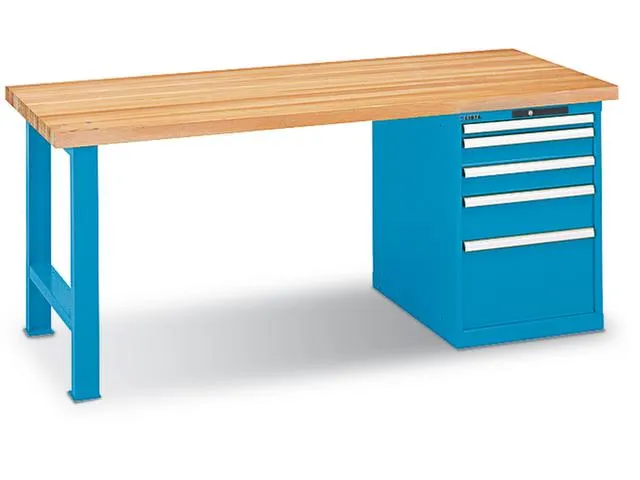 établi,HxlxP 850x1500x800mm,plateau hêtre,force 600kg,laquage RAL501