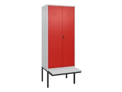 PBM-locker met bank,HxBxD 2120x800x815mm,2vak,vak B 400mm,draaigrendel