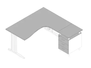 bureauset bureau staand ladeblok rechts 730x1600x1650mm C-voet grijs - 1