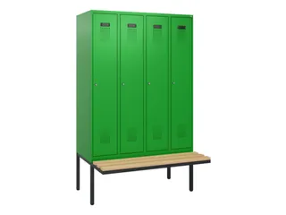locker met bank,HxBxD 1950x1200x815mm,4vak,vak B 300mm,cilinderslot - 2