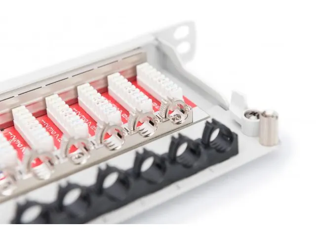 CAT 6A EA Patchpaneel afgeschermd 24-poorts RJ45 stofkap 8P8C 0,5U gri