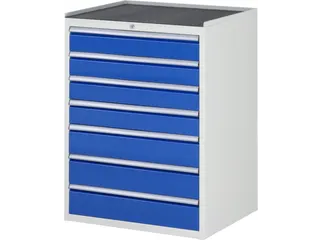 ladekast 1035x770x650mm 7laden cilinderslot RAL7035 RAL5010 metaal - 1