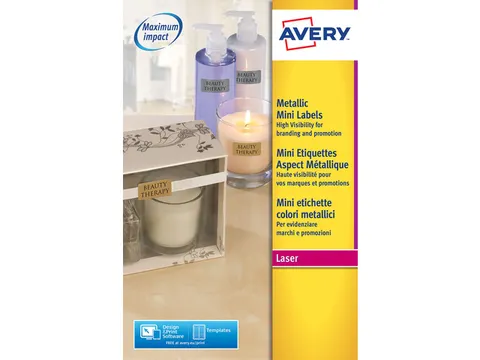 laseretiket Avery 38,1x21,2mm goud 25 vel 65 etiketten per vel