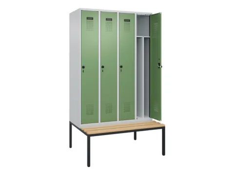 locker met bank,voor scheiding van kleding,HxBxD 2120x1200x815mm,4vak
