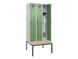 locker met bank,HxBxD 2120x900x815mm,3vak,vak B 300mm,draaigrendel
