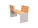 Banc opposé extérieur assise H450mm 3 lattes chêne acajou/RAL7044