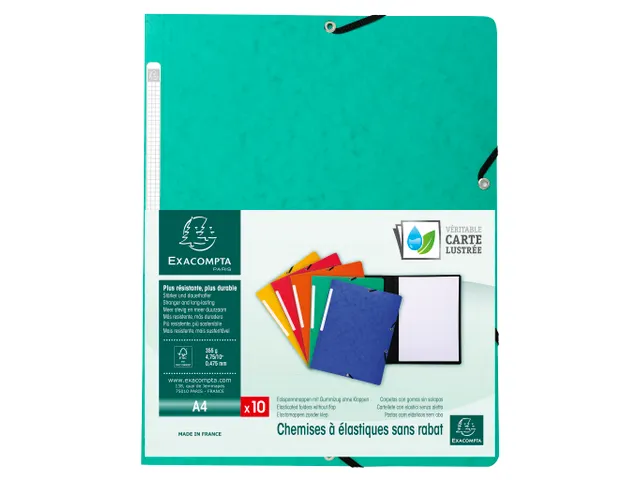 Elastomap zonder klep glanskarton 355gm² A4 Groen