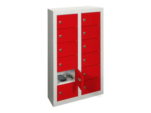 lockerkast,HxBxD 815x460x200mm,2x6vakken,RAL7035,front RAL3000