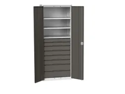 universele kast,HxBxD 2000x800x550mm,3xStalen bodem,8lade(n)